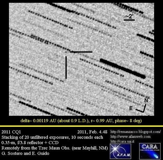 تصویری که به کشف سیارک 2011سی.کیو1 منجر شد