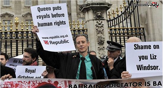 تظاهرات مخالفین با  ضیافت ناهار ملکه انگلیس