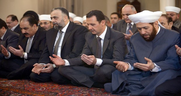 حضور بشار اسد در نماز میلاد پیامبر اسلام (عکس)