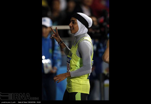 بانوی ایرانی در مسابقات دو و میدانی اینچئون (عکس)