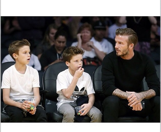 بکام و پسرانش در جریان NBA(عکس)