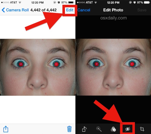 حذف قرمزی چشم عکس‌های گرفته شده در گجت های اپلی