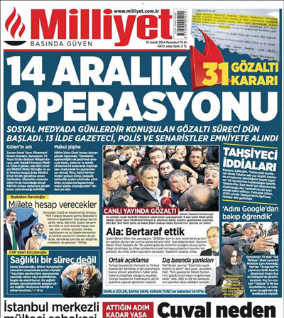 واکنش روزنامه های ترکیه به دستگیری های روز یکشنبه سیاه (+عکس)