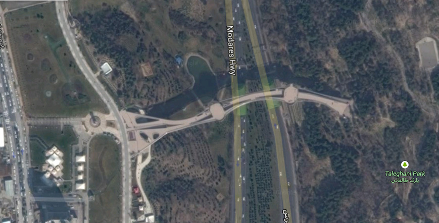 تصویر هوایی گوگل از پل طبیعت