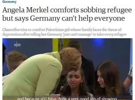 صدر اعظم آلمان دختر پناهجوی فلسطینی را به گریه انداخت