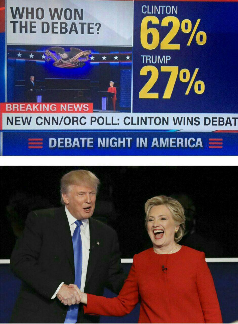 نظرسنجی سی ان ان: کلینتون در مناظره بر ترامپ پیروز شد