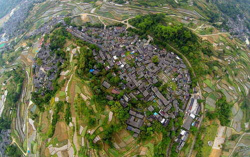 تصویری هوایی از یک دهکده چینی