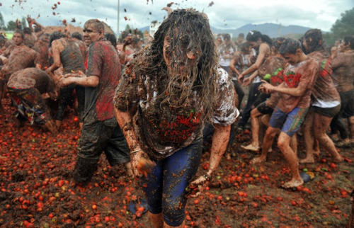 جشنواره جنگ گوجه فرنگی در کلمبیا
