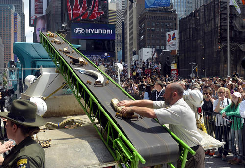 معدوم کردن یک تن عاج فیل قاچاق در میدان تایمز نیویورک