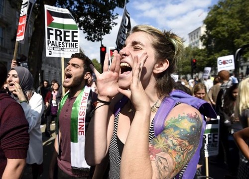 تظاهرات مخالفان نتانیاهو در لندن