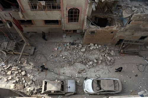 ویرانه های ناشی از جنگ در شهر دوما در حومه دمشق