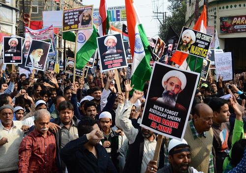 تظاهرات شیعیان هندی در شهر الله آباد در محکومیت اعدام شیخ نمر