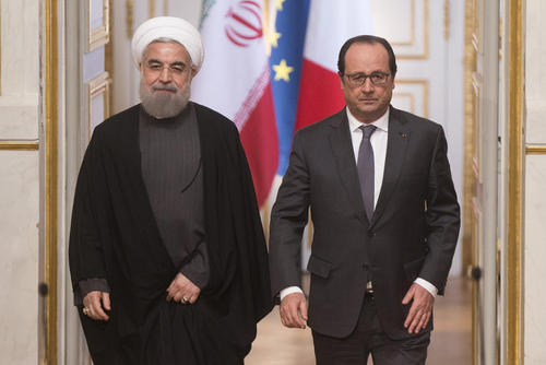 کنفرانس خبری مشترک حسن روحانی و فرانسوا اولاند روسای جمهوری ایران و فرانسه در کاخ الیزه پاریس
