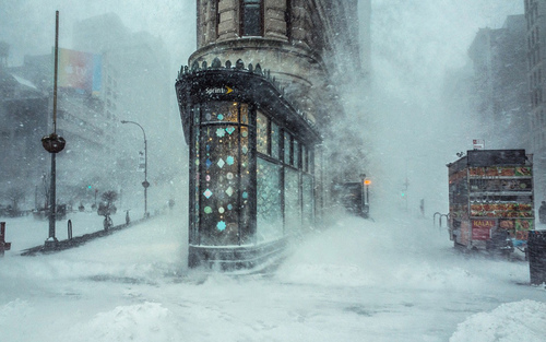 تصویری از شدت توفان برفی در نیویورک