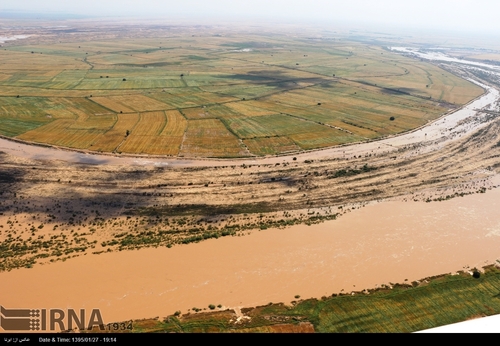 عکسهای هوائی از طغیان رودخانه کارون در استان خوزستان