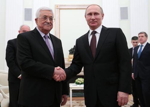 دیدار محمود عباس رییس تشکیلات خودگردان فلسطین با ولادیمیر پوتین رییس جمهور روسیه در مسکو