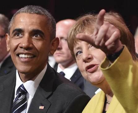 حضور اوباما و مرکل در آیین گشایش نمایشگاه سالانه هانوفر آلمان