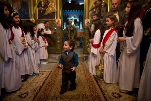 برگزاری آیین عید پاک مسیحیان ارتدوکس فلسطین در کلیسای سنت پورفیلیوس در غزه