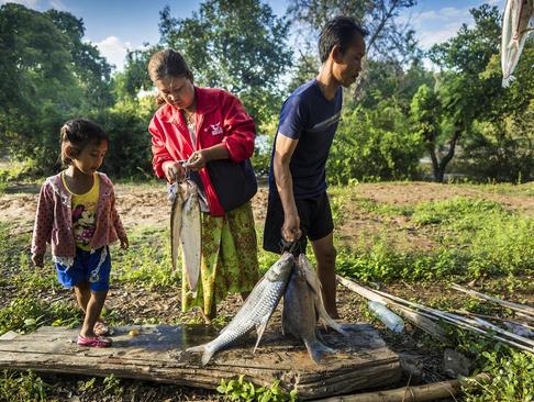 خانواده ماهیگیر در لائوس