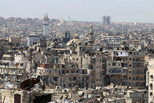 خانه های ویران شده  در بخش تحت کنترل شورشیان شهر حلب - سوریه