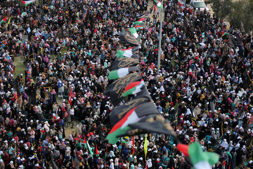 تظاهرات برای گرامیداشت بیست و نهمین سالگرد تاسیس جنبش جهاد اسلامی فلسطین – باریکه غزه