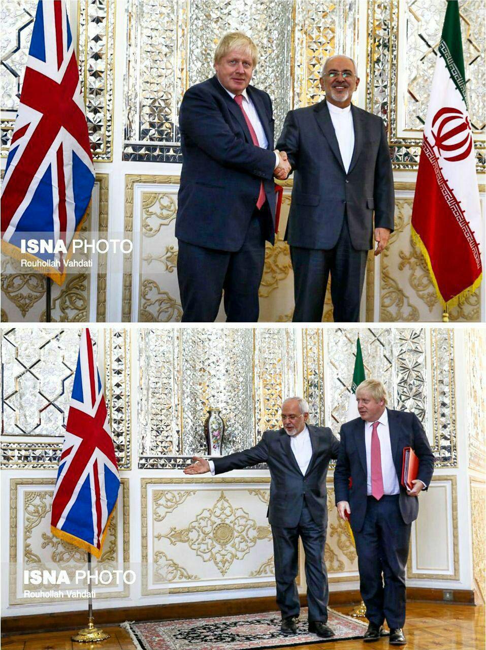 استقبال ظريف لوزير الخارجية البريطاني (صورة)