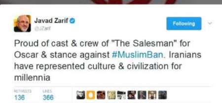 ظريف يهنيء بفوز  فيلم 