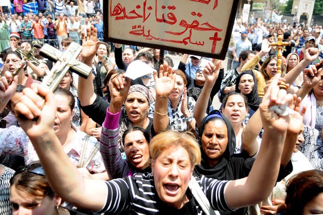 تظاهرات مسيحيان مصري