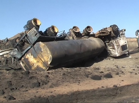 مرگ دلخراش راننده، بر اثر انفجار تریلی حامل سوخت