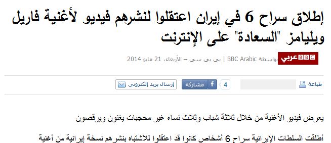 بازتاب گسترده بازداشت و آزادی 6 جوان ویدئو کلیپ هپی در رسانه های خارجی (+عکس)