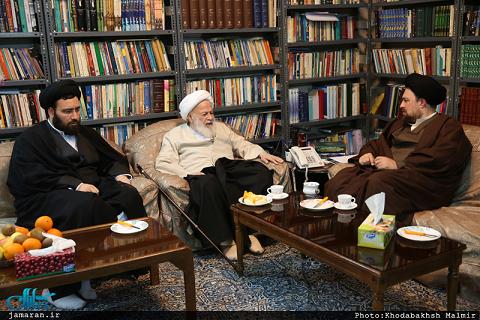 حضور آیت الله محفوظی درخانه سید حسن خمینی: دعای من همیشه بدرقه راه شماست/ گاهی اوقات ابر سیاهی جلوی آفتاب را می گیرد