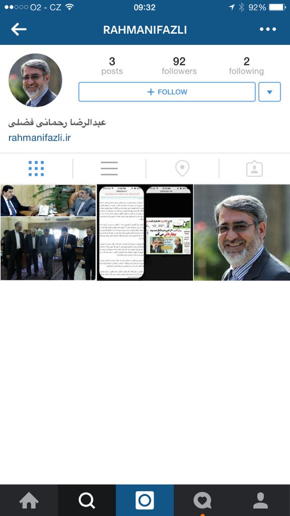 وزیر کشور به اینستاگرام پیوست