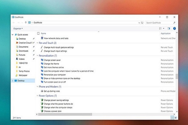 نحوه فعالسازی حالت God Mode در ویندوز 10