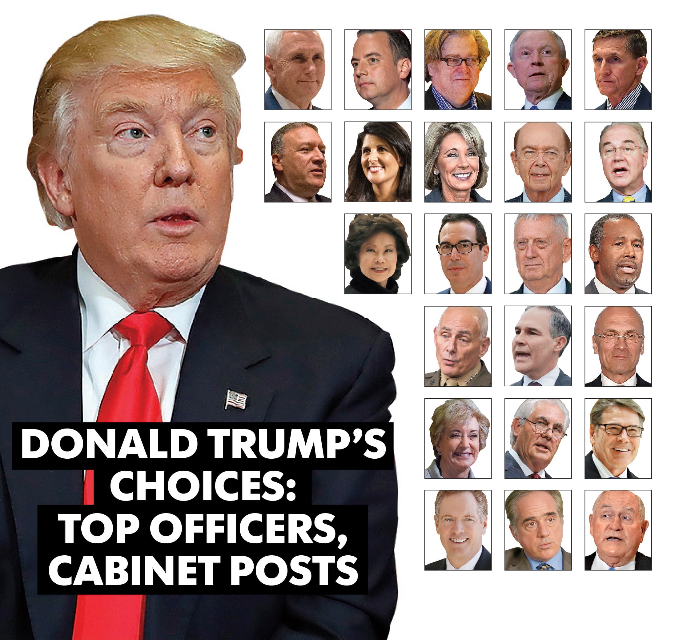 کابینه ترامپ: ترکیبی از ثروتمندان سفیدپوست بی تجربه کابینه ترامپ: ترکیبی از ثروتمندان سفیدپوست بی تجربه