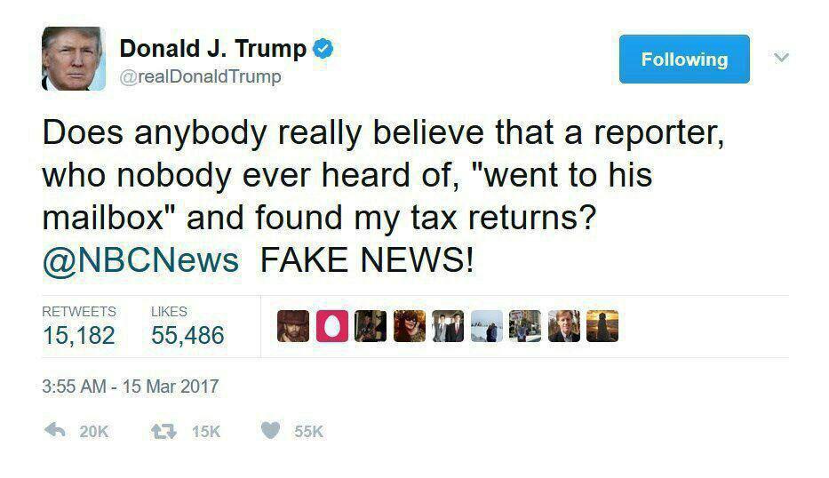 ترامپ: خبرهای «اِن بی سی نیوز» جعلی است