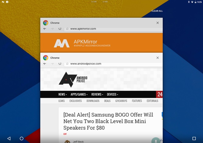 نمایش دو تکه پنجره های کروم در اندروید N نمایش دو تکه پنجره های کروم در اندروید N