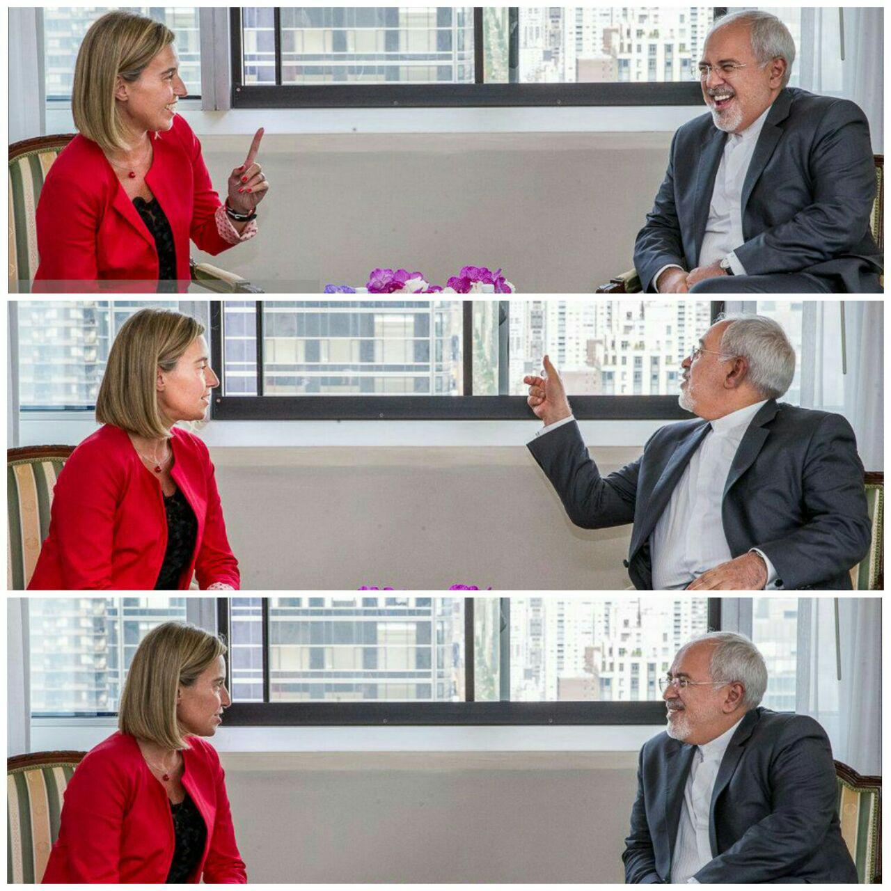 دیدار ظریف و فدریکا موگرینی در آمریکا (+عکس)