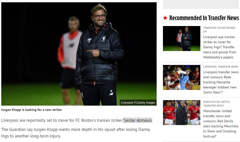 لیورپول و کلوب ؛ سردار آزمون را می خواهند(عکس)