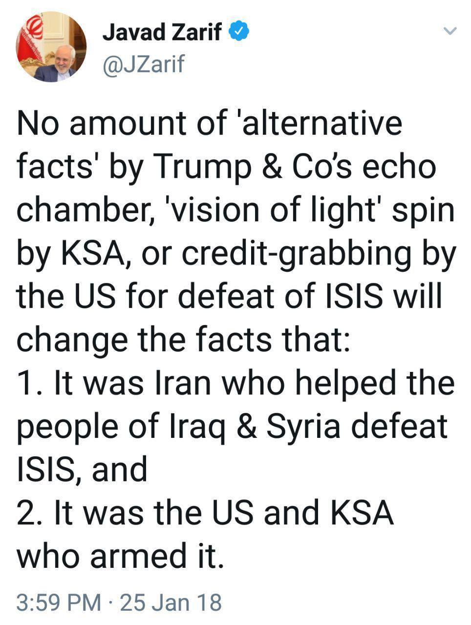 توئیت جدید وزیر امور خارجه توئیت جدید وزیر امور خارجه