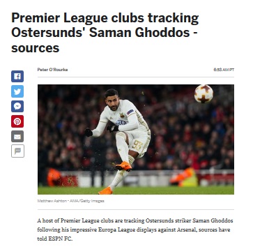 تیم های مطرح انگلیسی خواهان جذب سامان قدوس (+عکس)