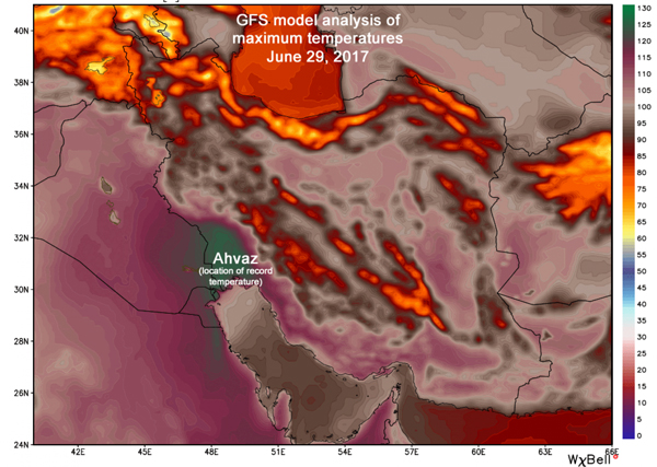 اهواز در لبه شکستن رکورد گرم ترین دمای زمین