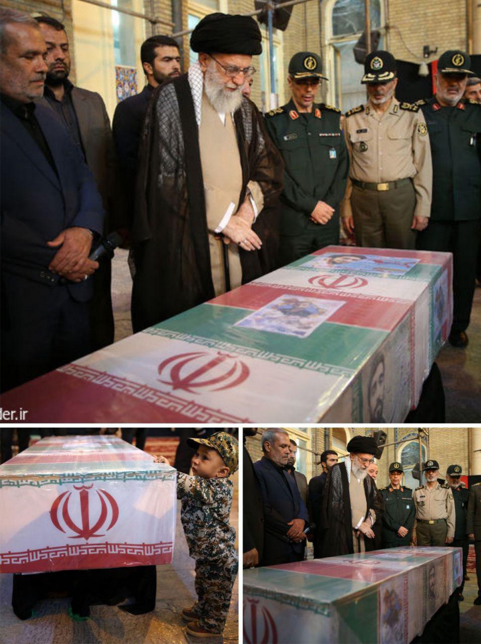 حضور مقام معظم رهبری در کنار پیکر شهید حججی