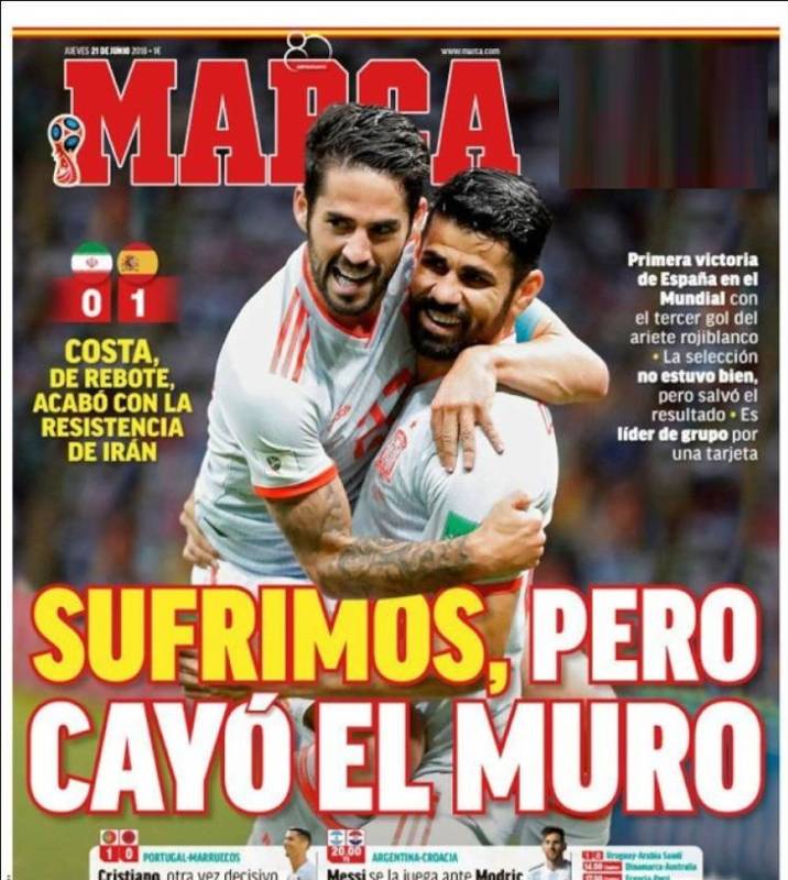 تیتر یک مارکا پس از باخت ایران به اسپانیا (عکس)