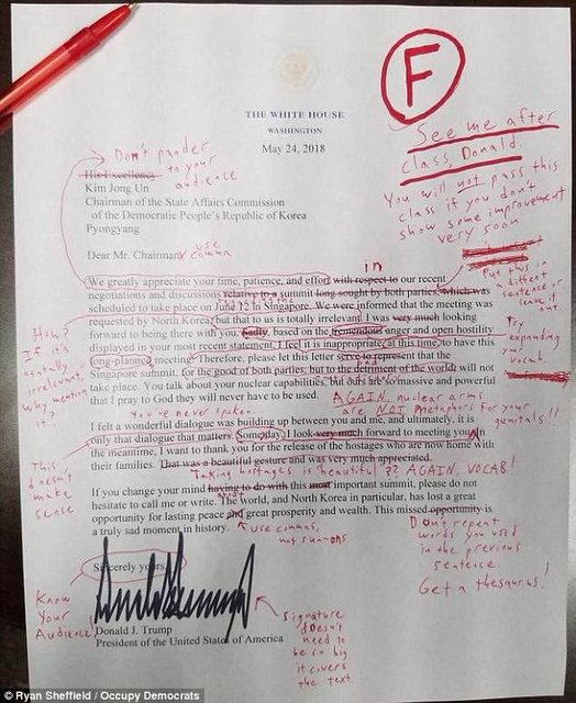 ترامپ در املاء مردود شد!/ «دونالد، بعد از کلاس بیا پیش من»