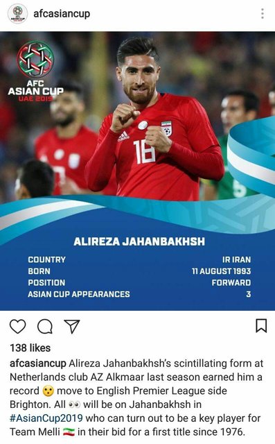 AFC: جهانبخش میتواند ستاره ایران در قهرمانی در آسیا باشد AFC: جهانبخش میتواند ستاره ایران در قهرمانی در آسیا باشد