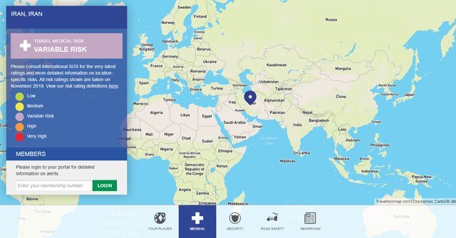 نقشه خطر سفر در سال ۲۰۲۰ منتشر شد: ایران امن تر از ترکیه، روسیه و عربستان نقشه خطر سفر در سال ۲۰۲۰ منتشر شد: ایران امن تر از ترکیه، روسیه و عربستان