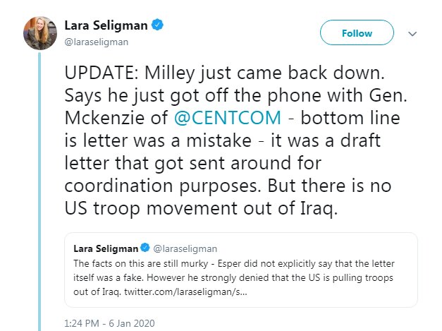 رئیس ستاد مشترک ارتش آمریکا: نامه خروج از عراق نباید منتشر میشد رئیس ستاد مشترک ارتش آمریکا: نامه خروج از عراق نباید منتشر میشد