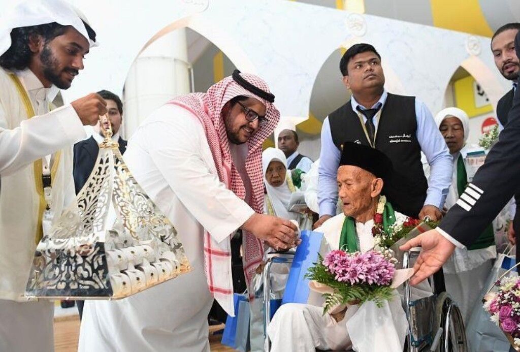 مسن ترین زائر حج وارد مکه شد