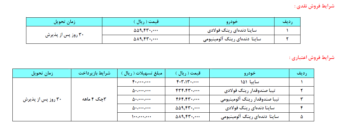 فروش نقدی و نقد و اقساطی خودروهای سایپا ویژه 11 و 12 شهریور (+جزئیات)