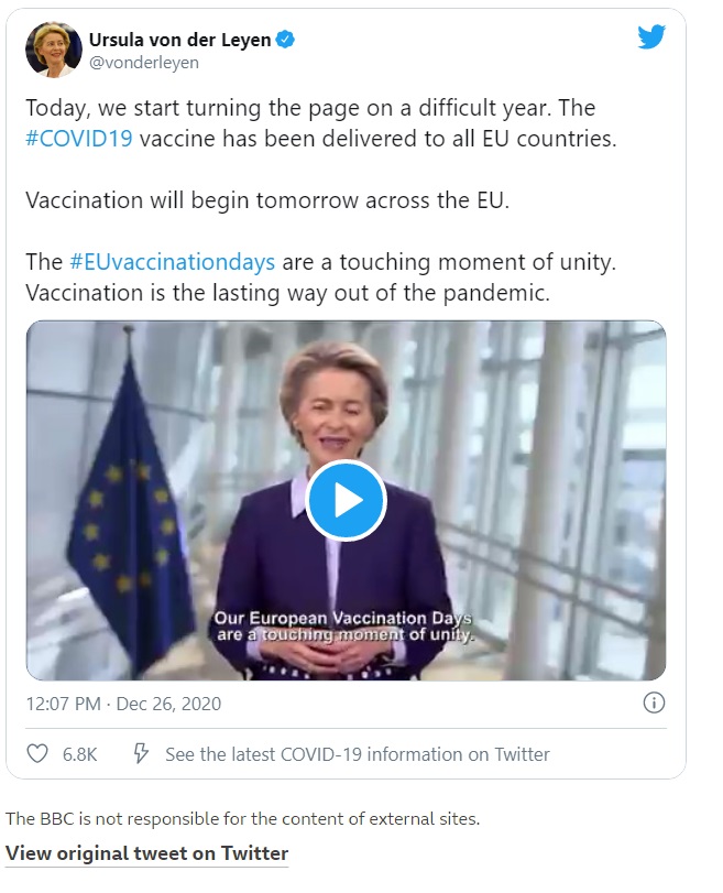 شروع واکسیناسیان گسترده در اتحادیه اروپا/